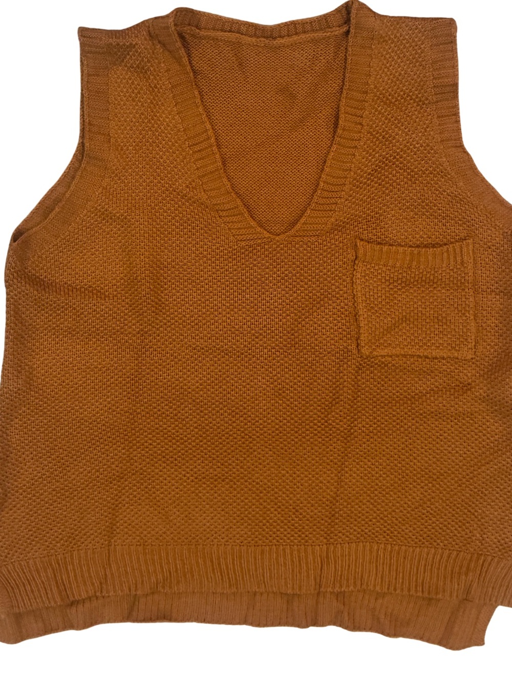 Women's Rust Knit V-Neck Sweater Vest